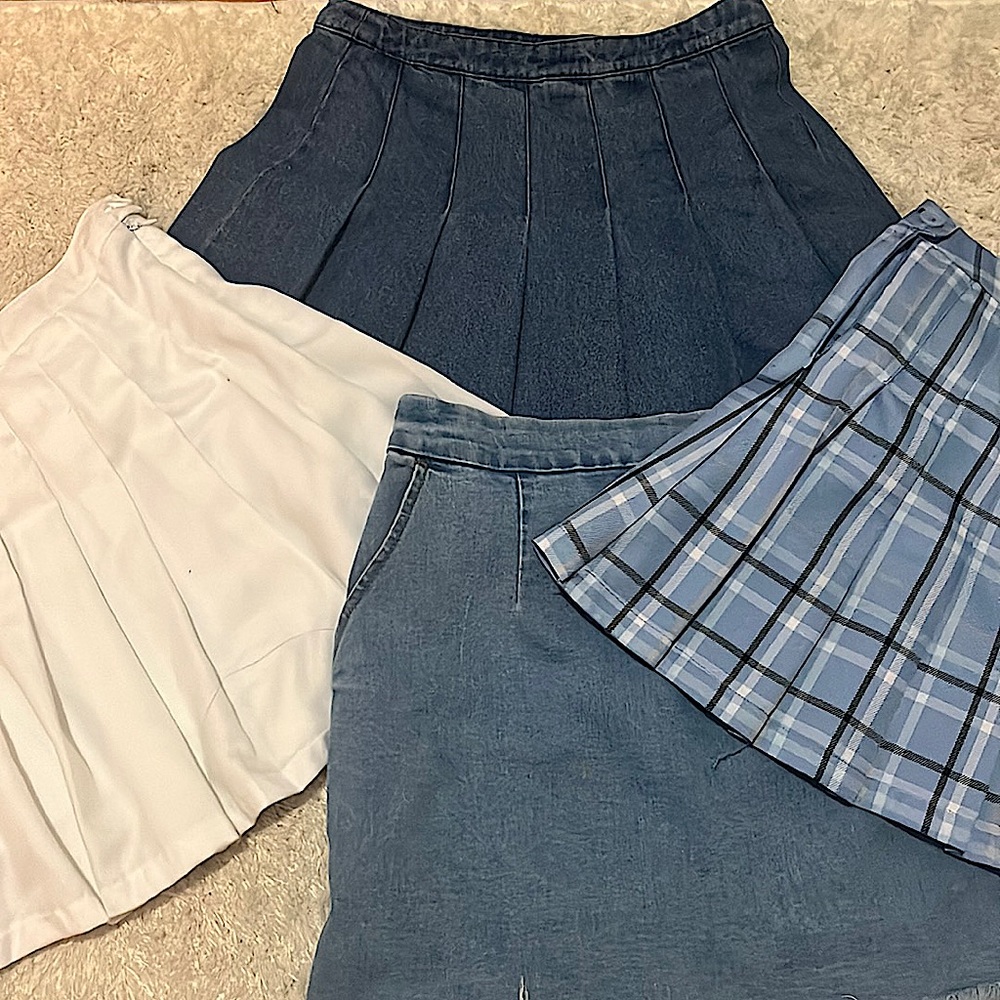 Jean skirts, White skirt, Squared skirt